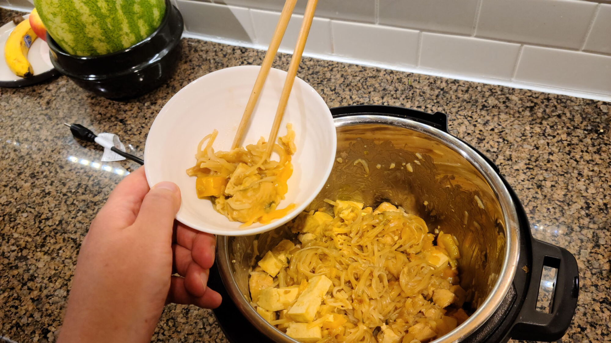 Pad Thai in the Instant Pot with Tofu and Chicken